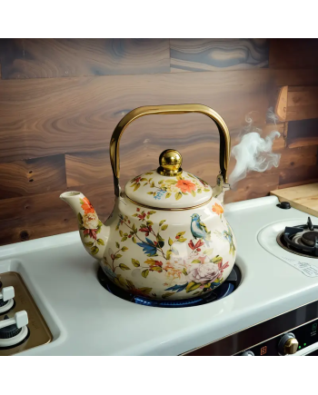 Vintage Floral Enamel Tea Kettle