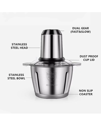 Meat Grinder 3L Chopper Blender Heavy Duty Pengisar Daging Chopper Stainless Steel Mixer Blender