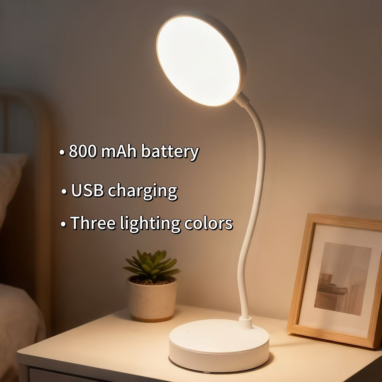 Modern White LED Reading Lamp For Study And Bedside Use