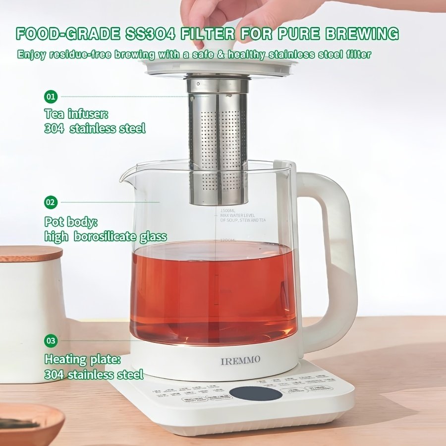 1.8L Borosilicate Glass Electric Tea Kettle For Fast Boiling