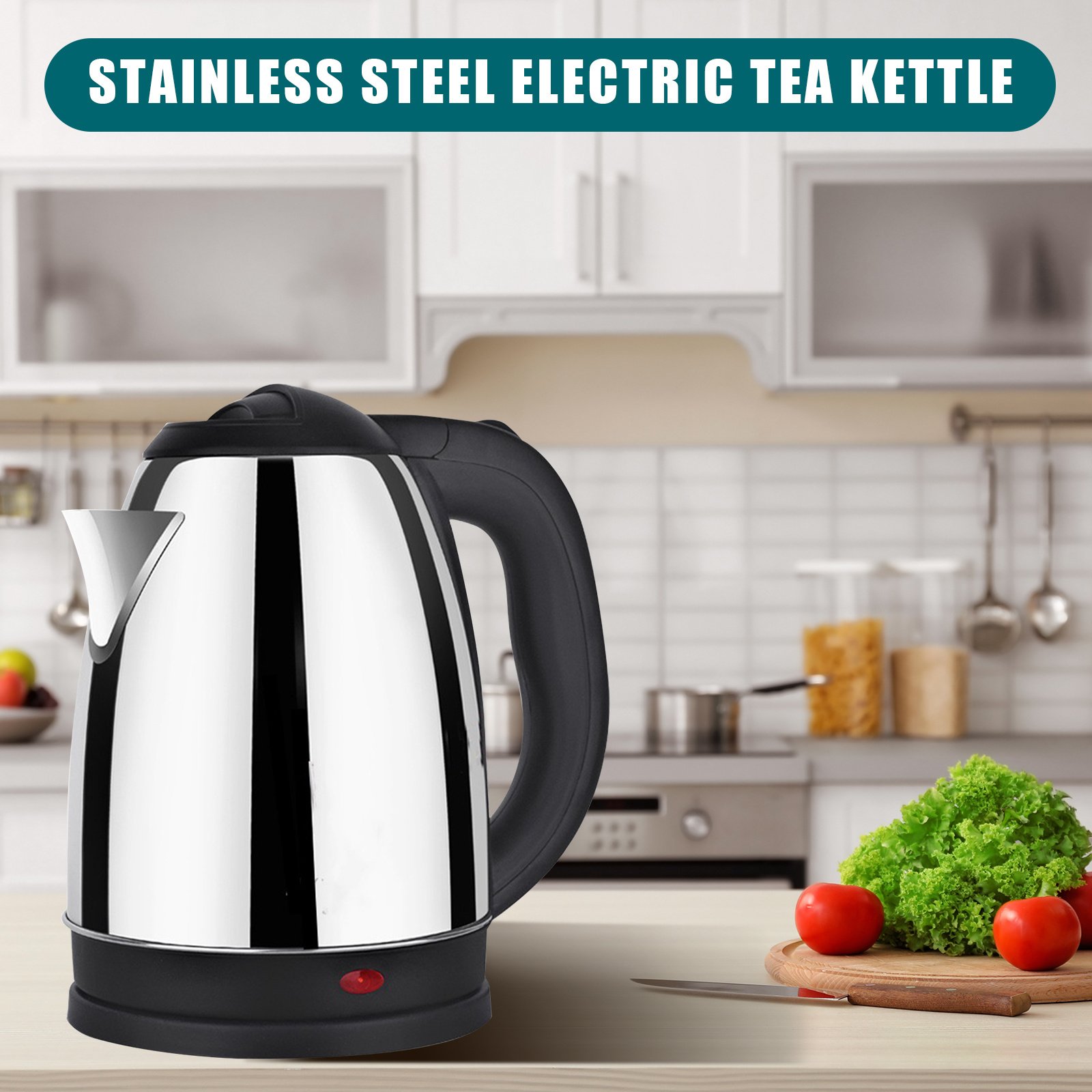 2L Stainless Steel Electric Tea Kettle With Auto Shut Off Protection