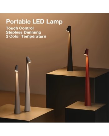 Modern Touch Control Portable LED Table Lamp In Brown Design