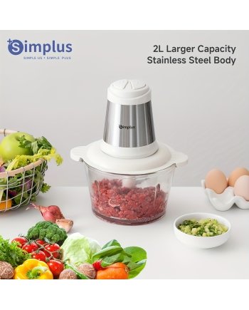 Simplus 2L Stainless Steel Food Processor And Meat Blender With 300W Motor