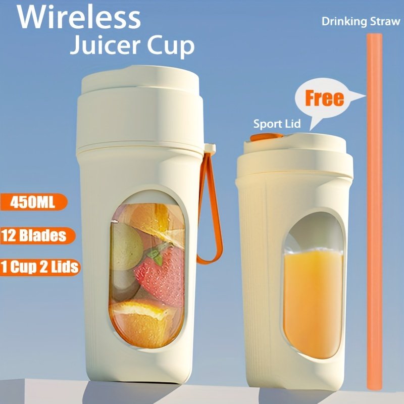 450ML Portable USB Rechargeable Juicer Blender With 12 Blade System