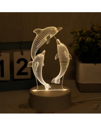 USB 3D Glowing Dolphin LED Creative Night Light