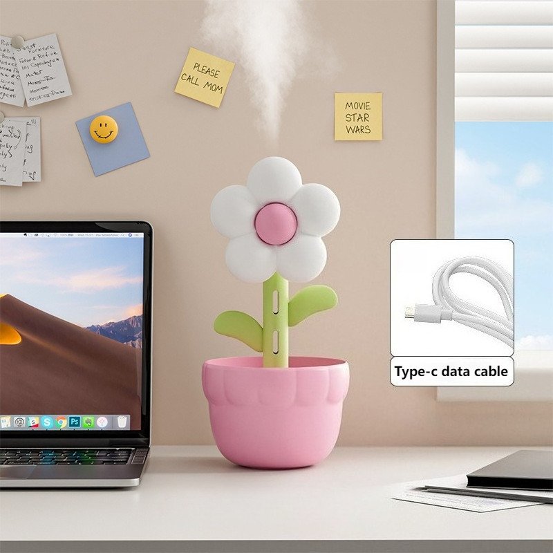 Flower Design Air Humidifier And Aroma Diffuser With Silent Operation