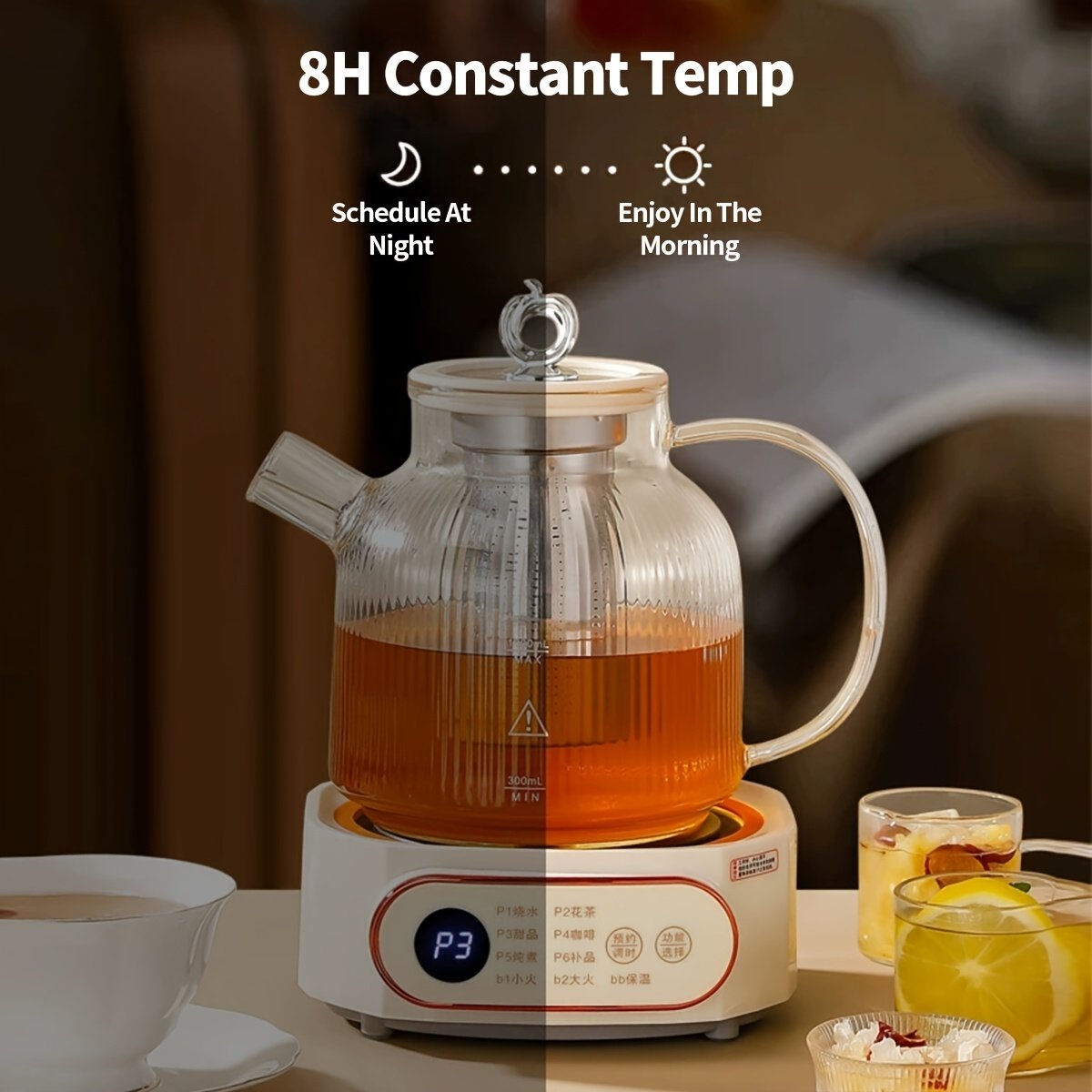 1.2L Electric Glass Health Pot Baby Warmer And Herbal Tea Cooker