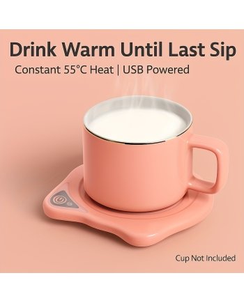 Smart USB Cup Warmer With 55°C Heating And Auto Timer Shutoff