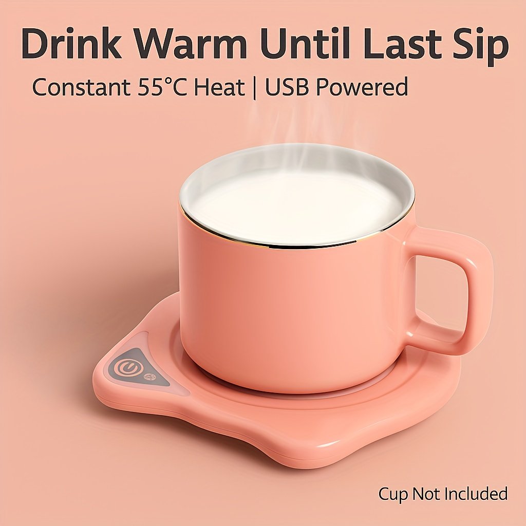 Smart USB Cup Warmer With 55°C Heating And Auto Timer Shutoff