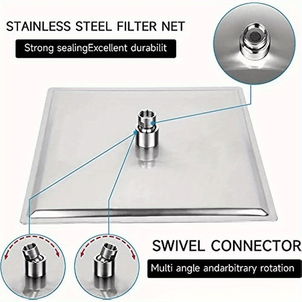 Luxury 8 Inch Square Stainless Steel Rain Shower Head