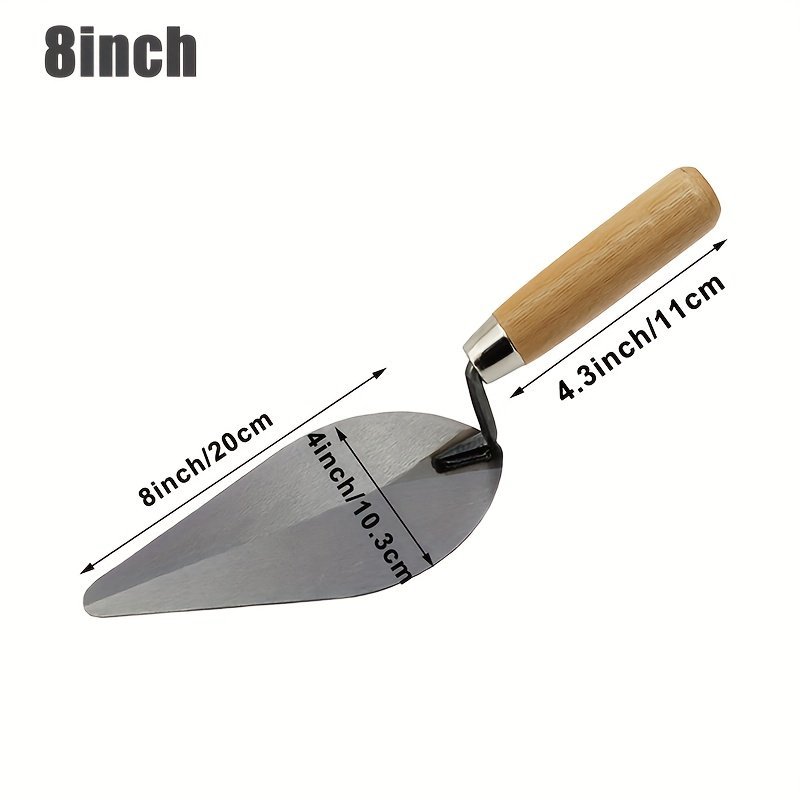 PMMJ Premium 8 Inch Brick Trowel Wooden Handle Masonry Hand Tool