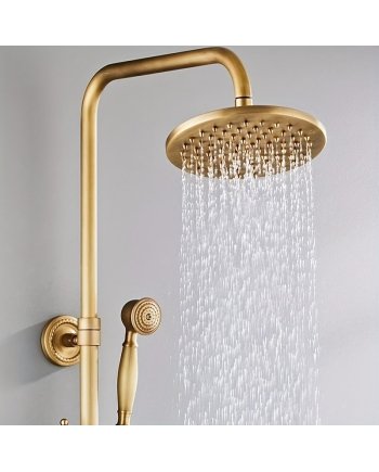 Vintage Brass Wall Mounted Shower Set Hot & Cold Mixer Shower System