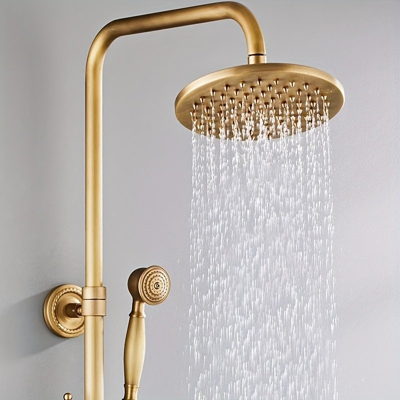 Vintage Brass Wall Mounted Shower Set Hot & Cold Mixer Shower System