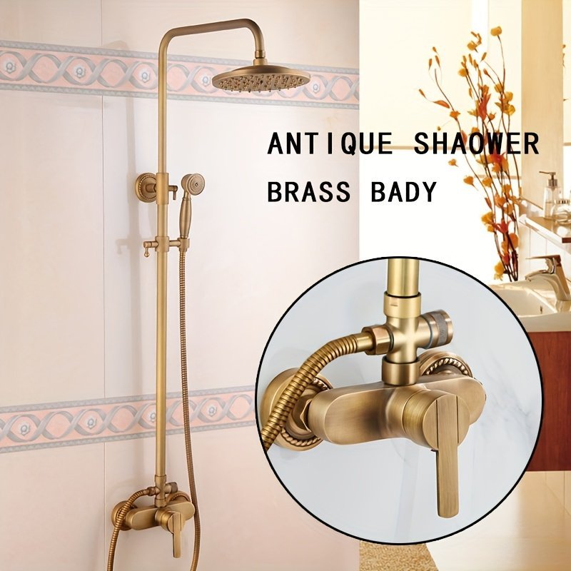 Vintage Brass Wall Mounted Shower Set Hot & Cold Mixer Shower System