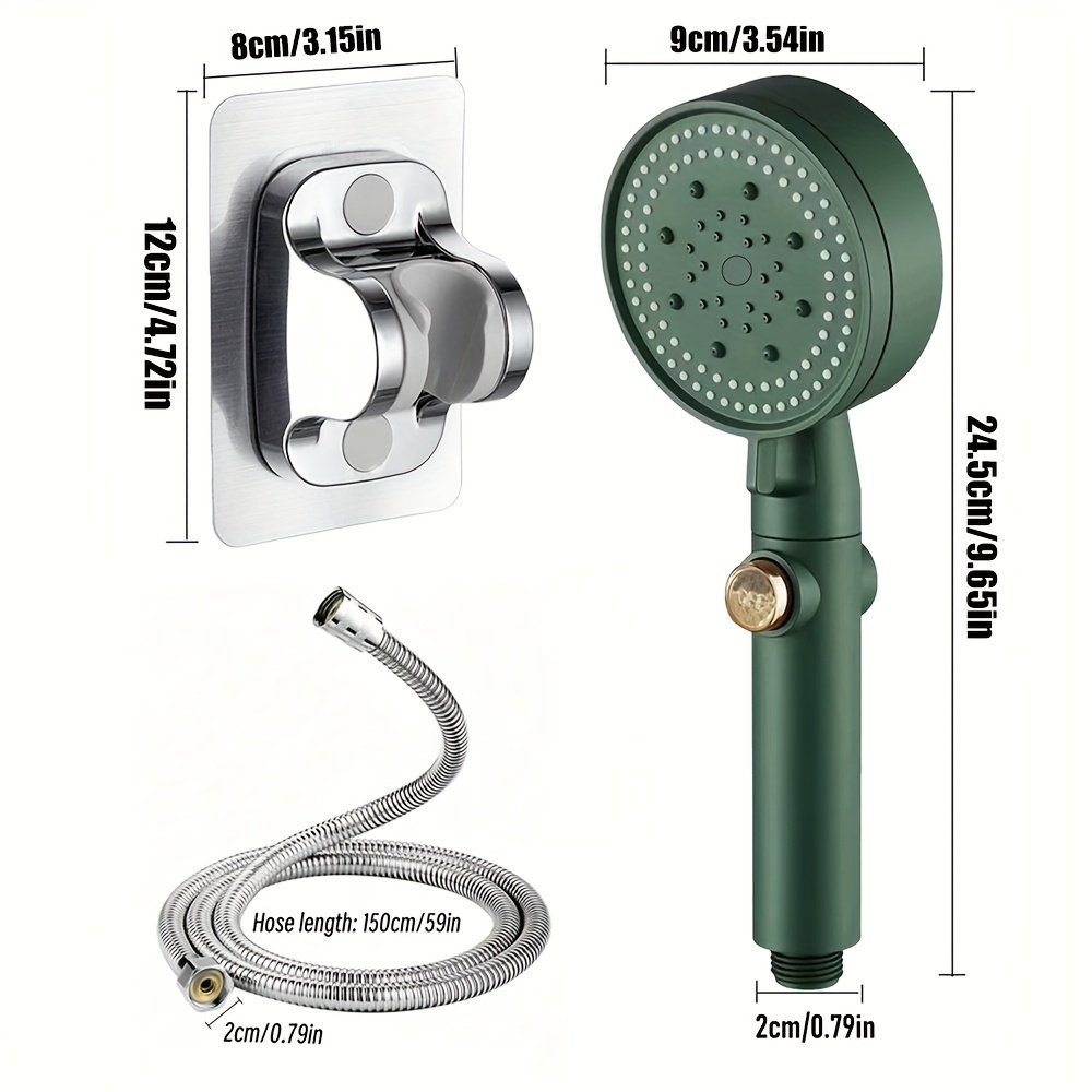5-Level Adjustable Shower Head with Water Stop OFF Button
